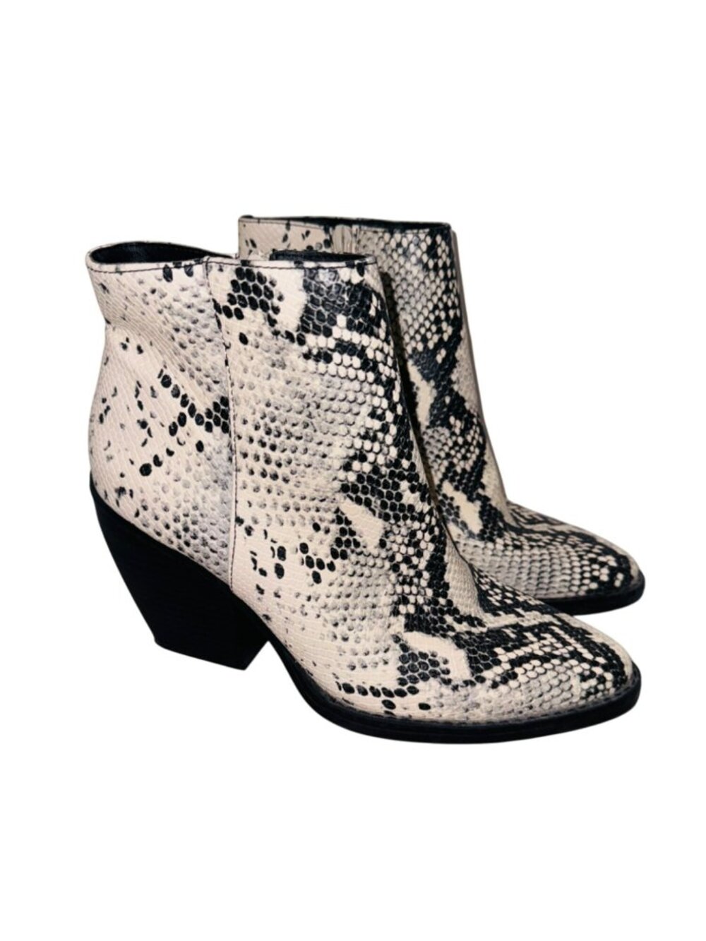 Madden Girl Klicck Black Faux Snakeskin Ankle Booties 7.5M Western Cowgirl Boot